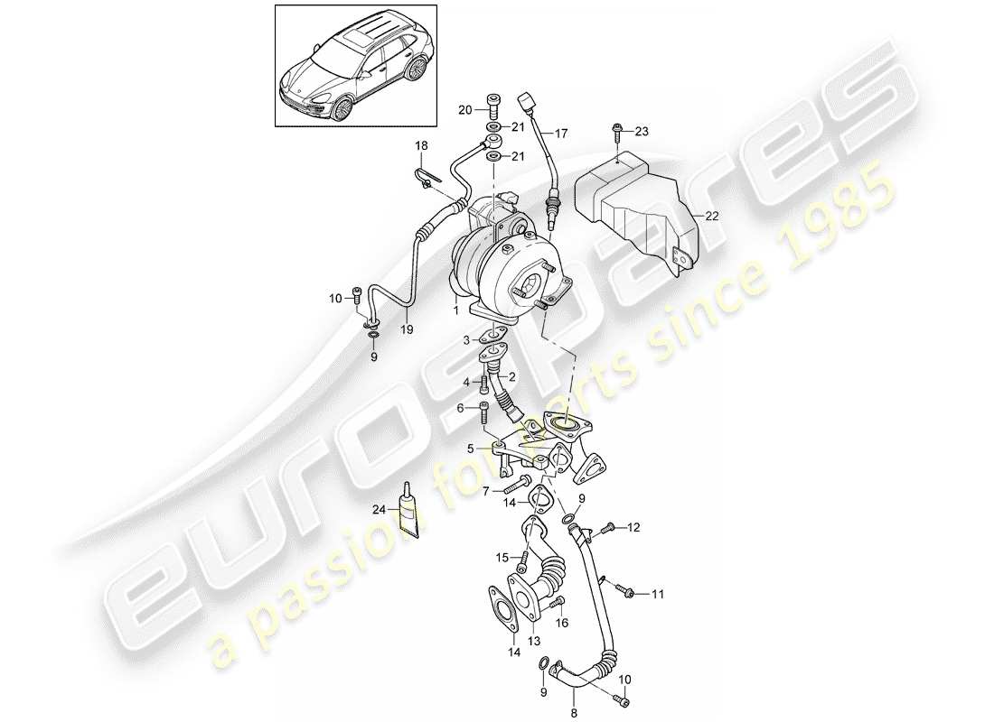 porsche 2011 (cayenne e2 92a) abgasturbolader teilediagramm