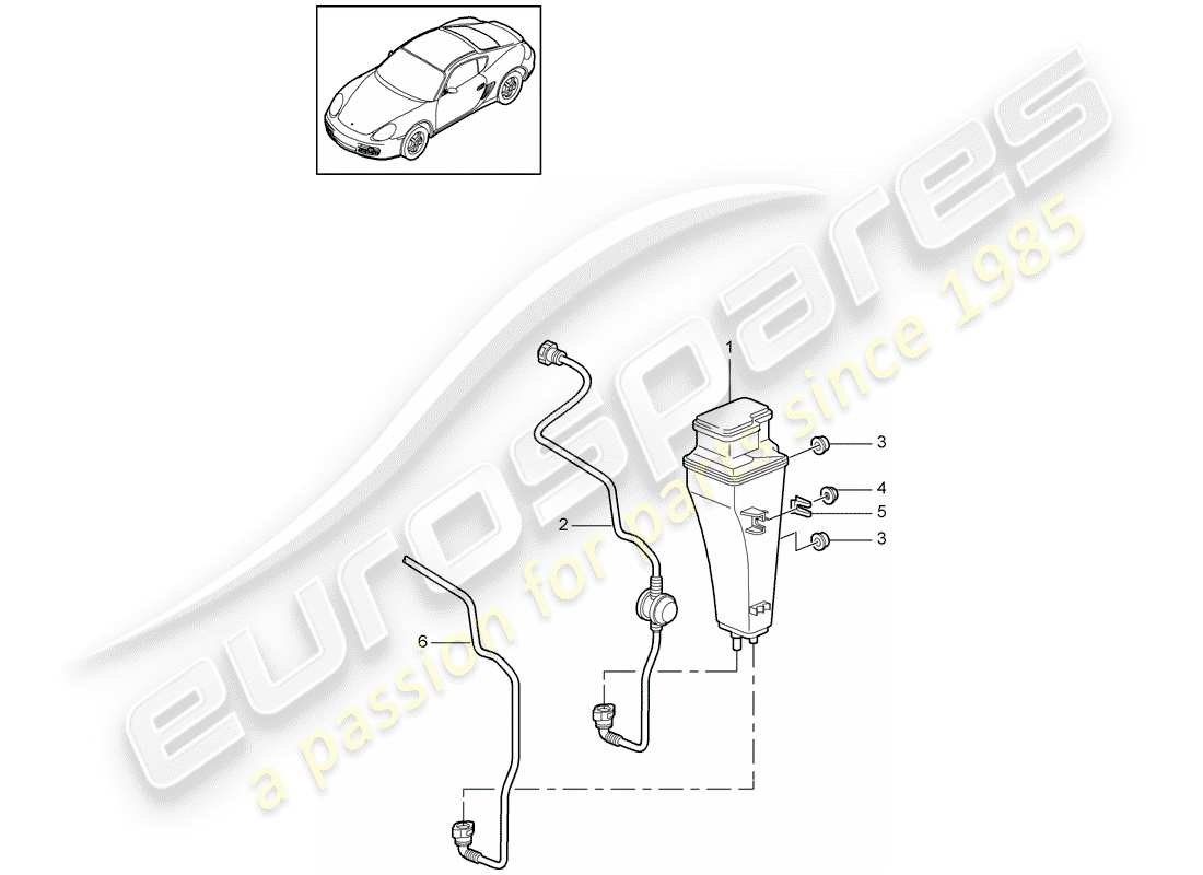 porsche 2012 (987 cayman) verdunstungsbehälter - teilediagramm