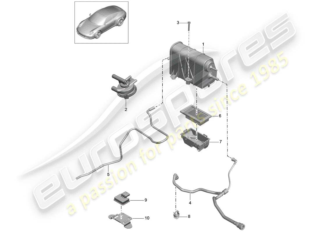 porsche 2016 (991-1) verdunstungsbehälter - teilediagramm