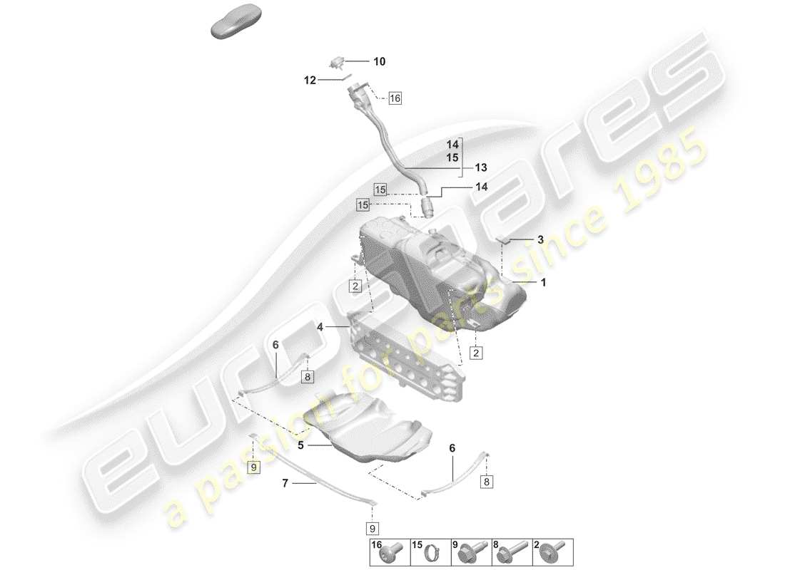 porsche 2020 (992-1) kraftstofftank teilediagramm