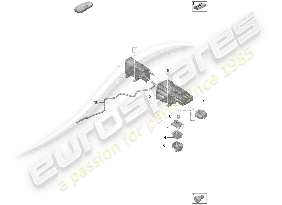 porsche 2020 (992-1) verdunstungsbehälter - teilediagramm
