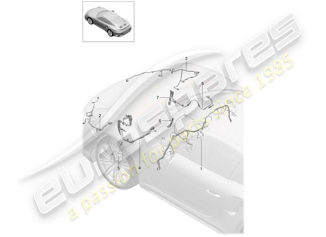 porsche 2020 (991-2 turbo) kabelbäume ersatzteildiagramm