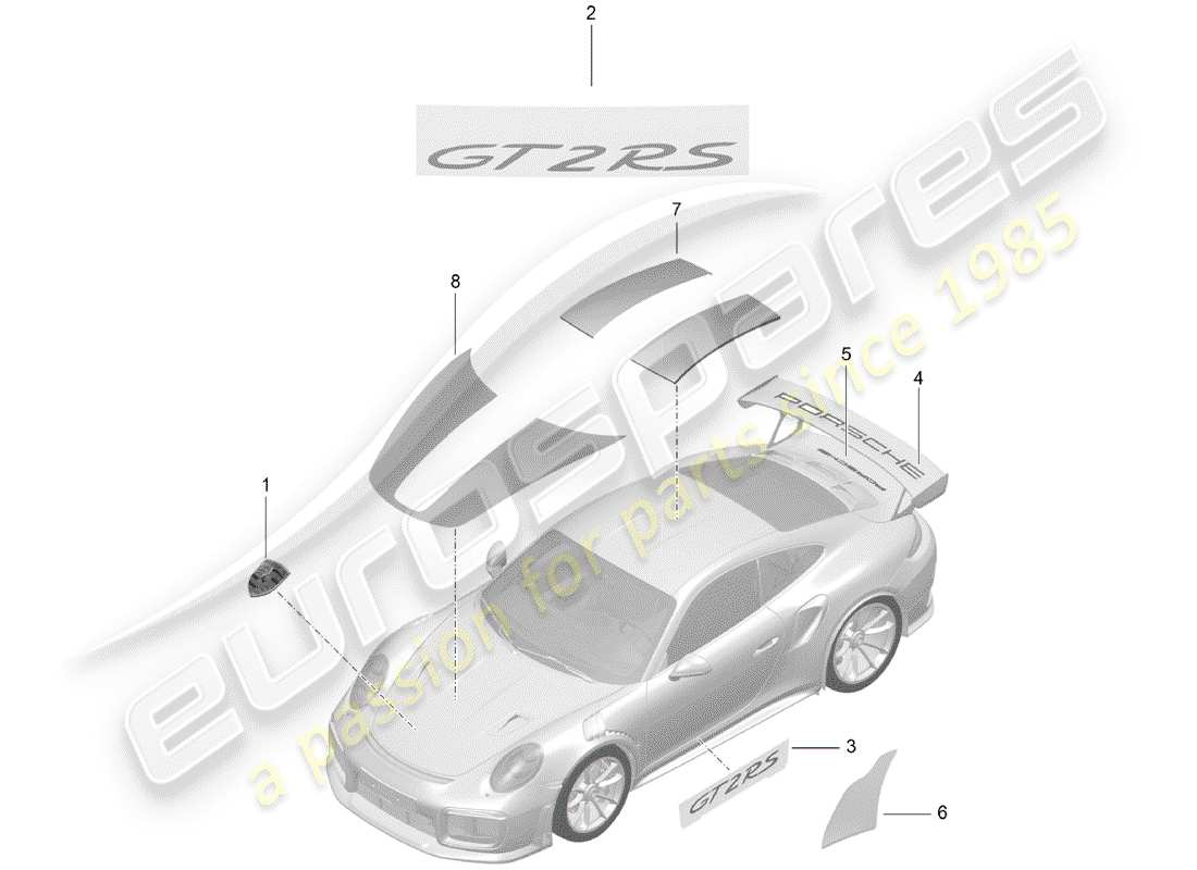 porsche 2020 (991-2 turbo) namensschilder ersatzteildiagramm