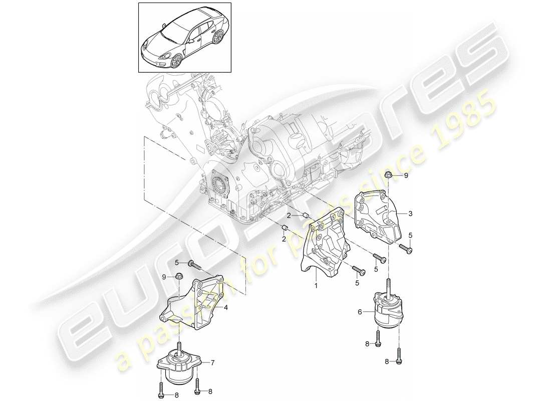 porsche 2013 (panamera 970) motoraufhängung teilediagramm