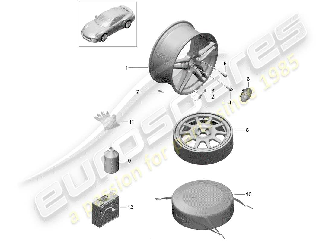 porsche 2020 (991-2 turbo) leichtmetallfelgen-ersatzteildiagramm