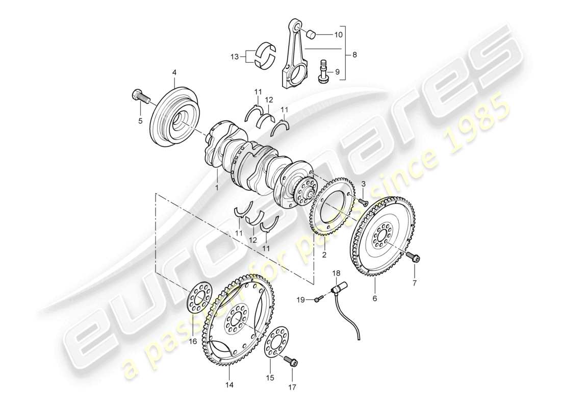 porsche 2003 (cayenne e1 9pa) kurbelwellenpleuel d - mj 2004>> teilediagramm