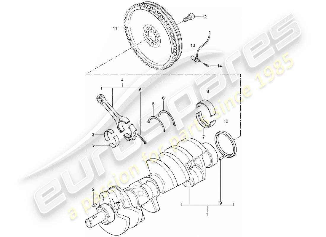 porsche 2003 (cayenne e1 9pa) kurbelwelle teilediagramm