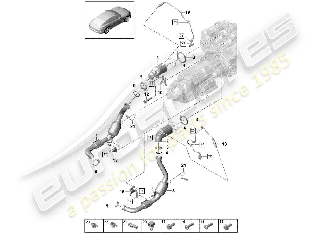 porsche 2018 (panamera 971-1) auspuffanlage teilediagramm