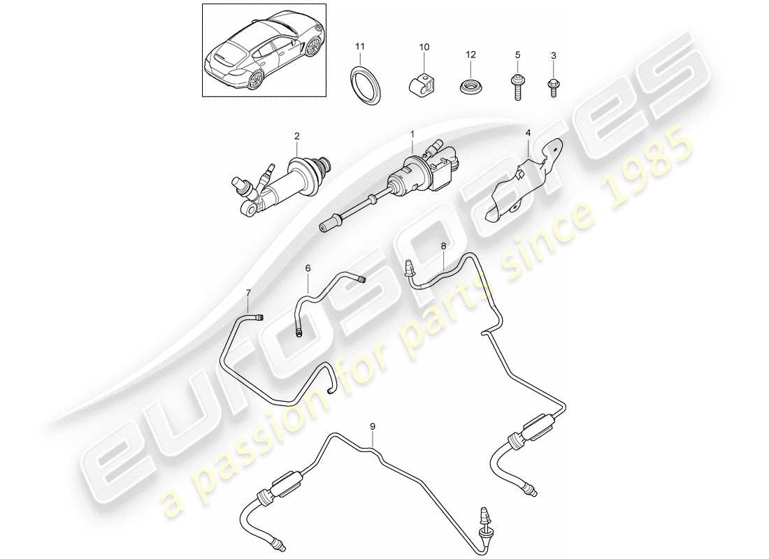 porsche 2013 (panamera 970) hydraulische kupplung ersatzteildiagramm
