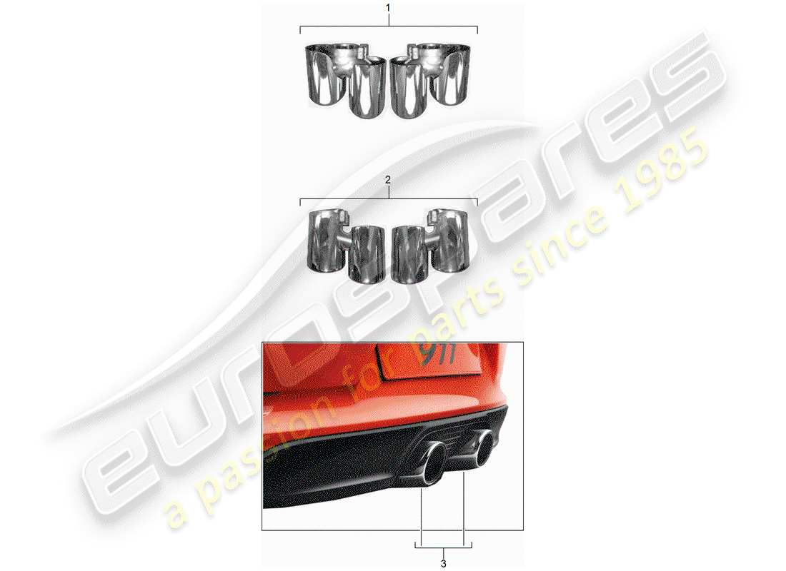porsche 2013 (tequipment 98x/99x) auspuffrohrspitzen ersatzteildiagramm