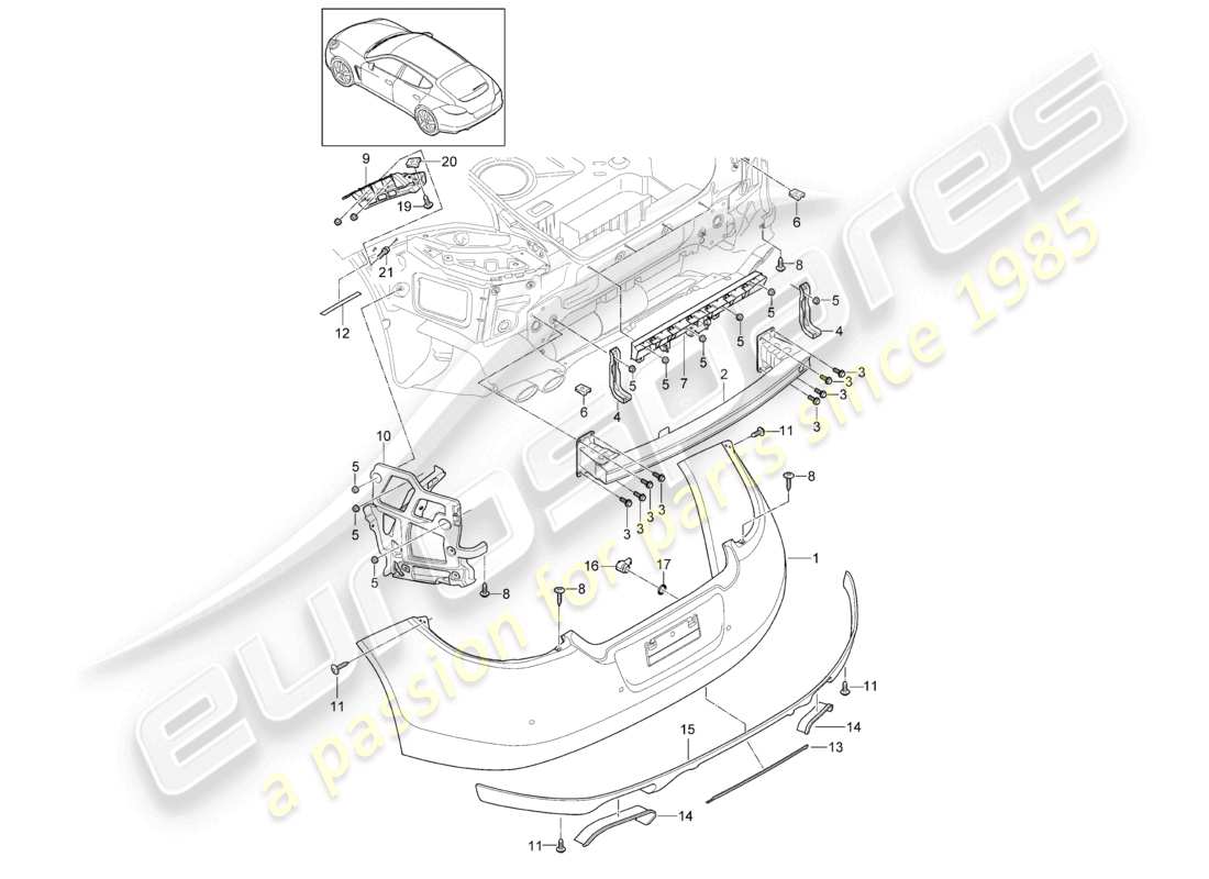 porsche 2012 (panamera 970) stoßstange hinten d >>- mj 2013 teilediagramm