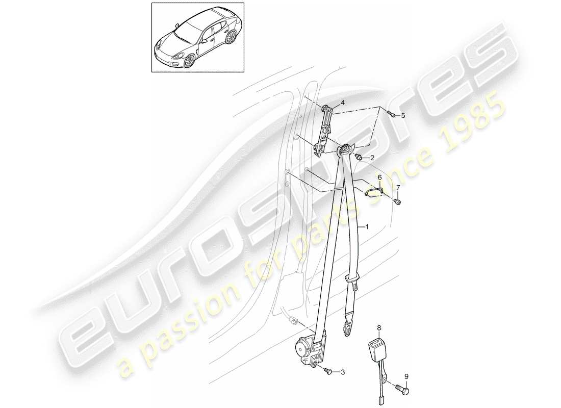 porsche 2013 (panamera 970) sicherheitsgurt - teilediagramm
