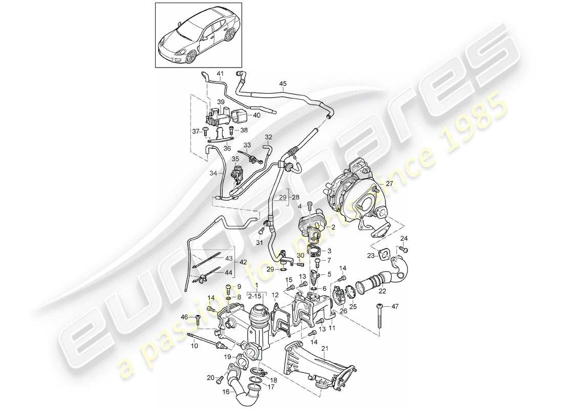 porsche 2013 (panamera 970) abgasrückführung - teilediagramm