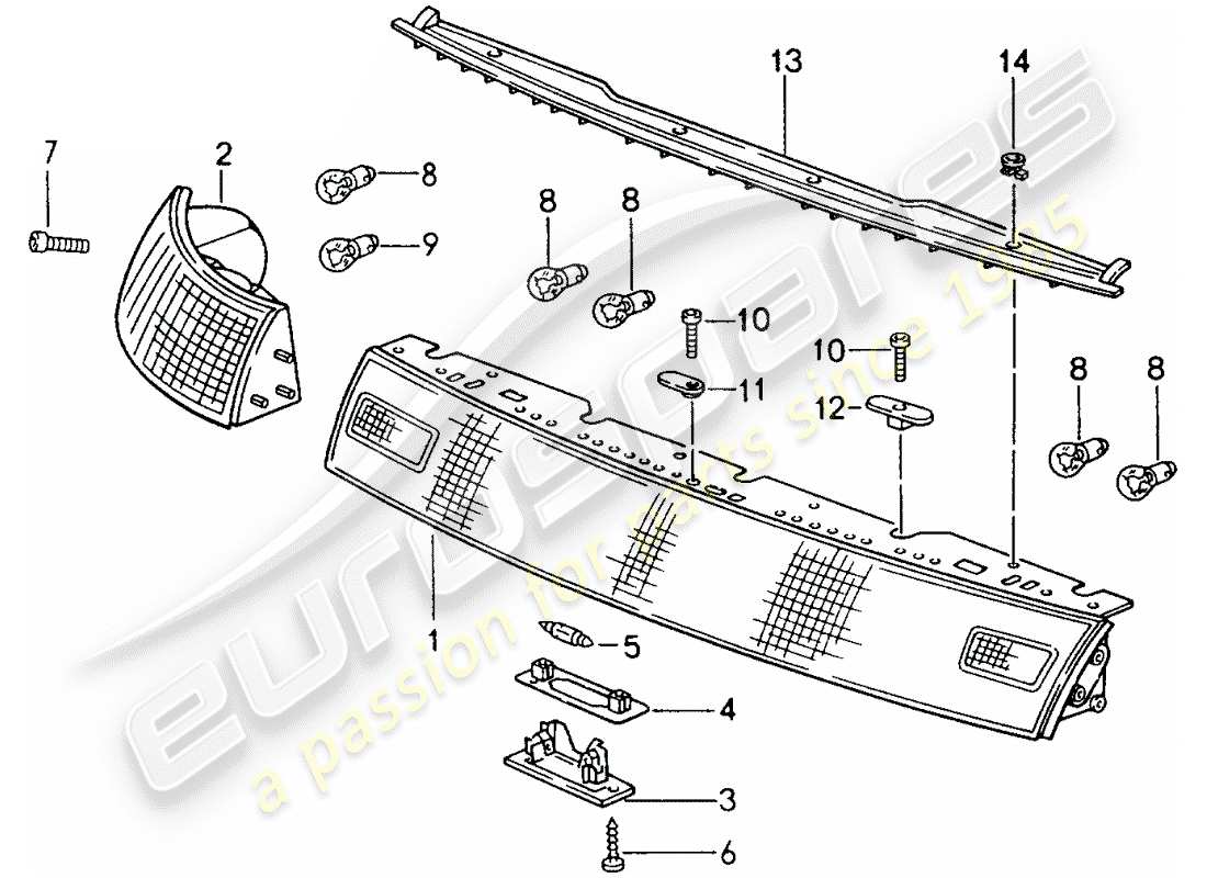 porsche 1994 (993) kombinierte lichter ersatzteildiagramm