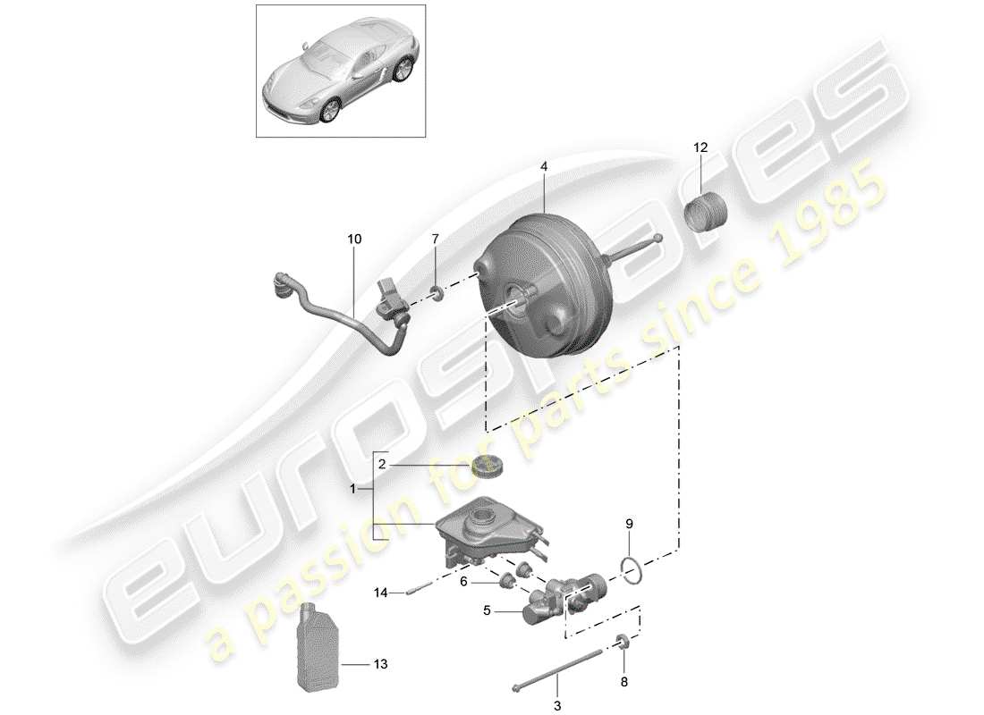 porsche 718 cayman (2020) bremszylinder ersatzteildiagramm