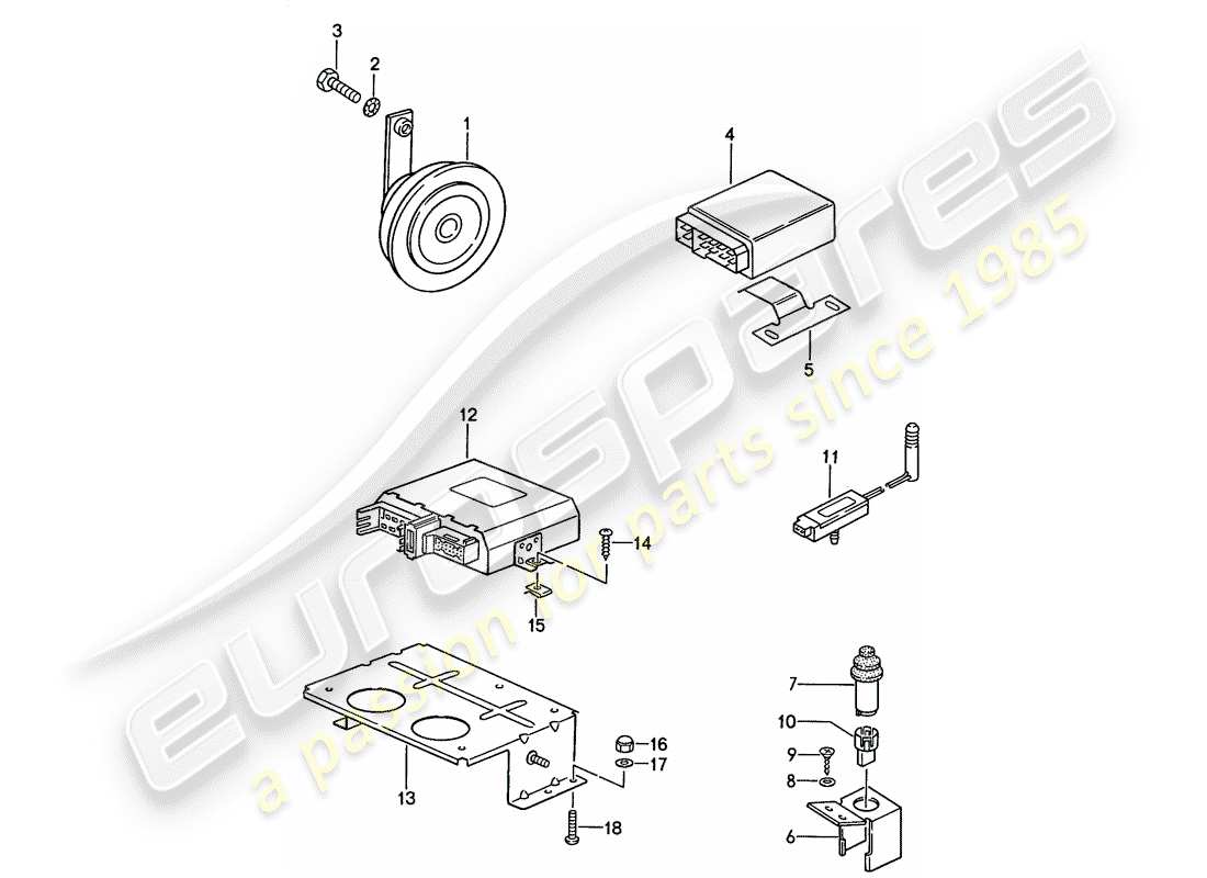 porsche 1989 (944) alarmsystem teilediagramm