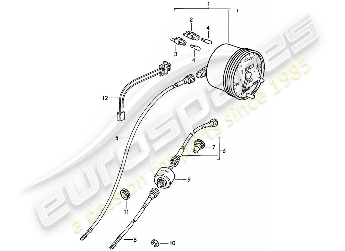 porsche 1984 (944) tachometer-teilediagramm