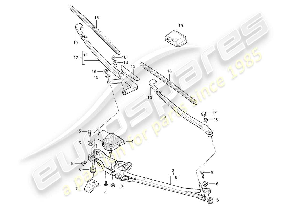 porsche 2006 (cayenne e1 9pa) scheibenwischeranlage kompl. regensensor teilediagramm