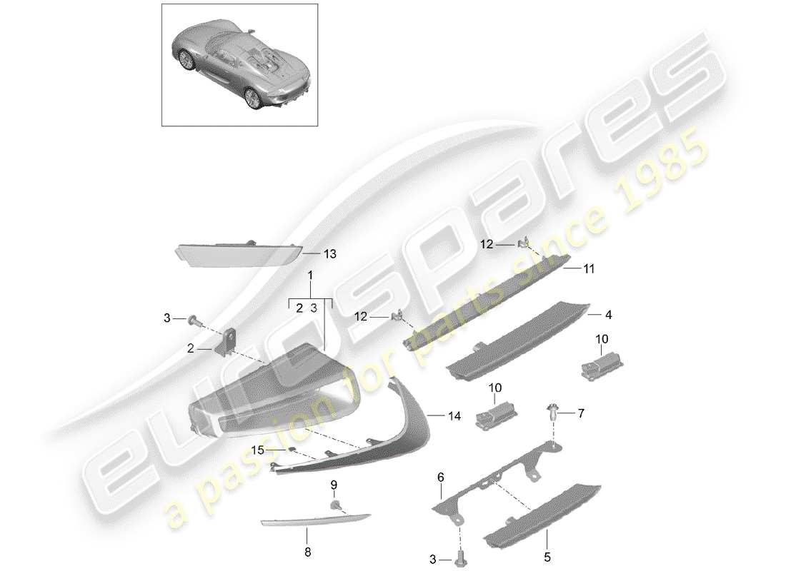 porsche 2015 (918 spyder) rücklicht ersatzteildiagramm