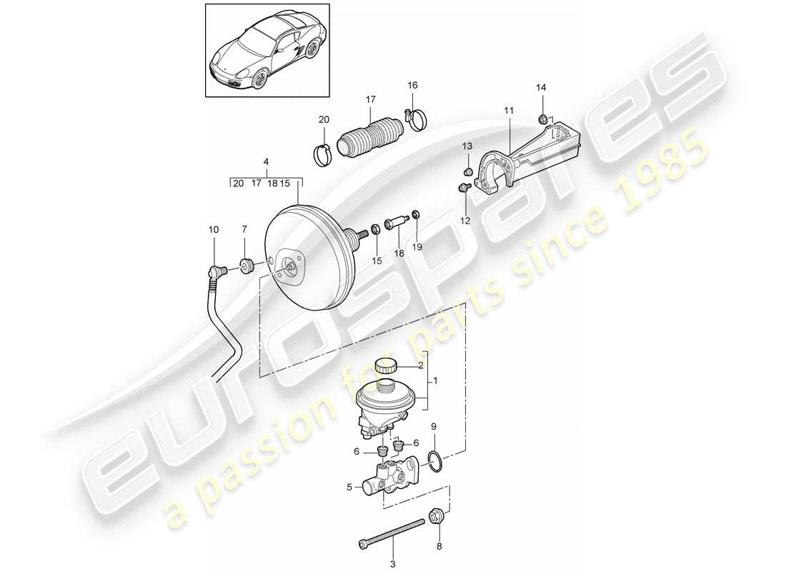 porsche cayman 987 (2011) bremszylinder ersatzteildiagramm