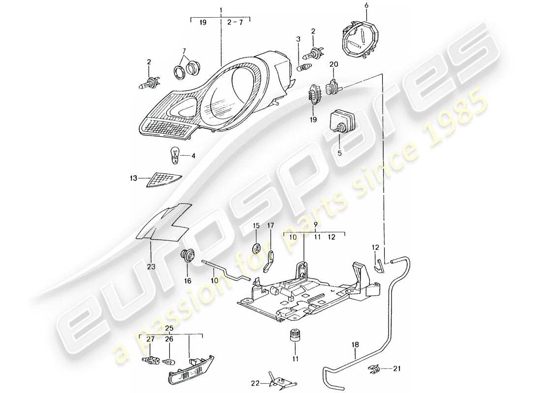 porsche 2003 (996 gt3) scheinwerfer - blinker-repeater - d >> - mj 2001 ersatzteildiagramm