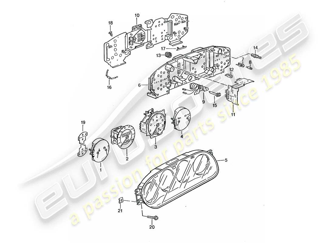 porsche 1995 (968) instrumentenkombination ersatzteildiagramm