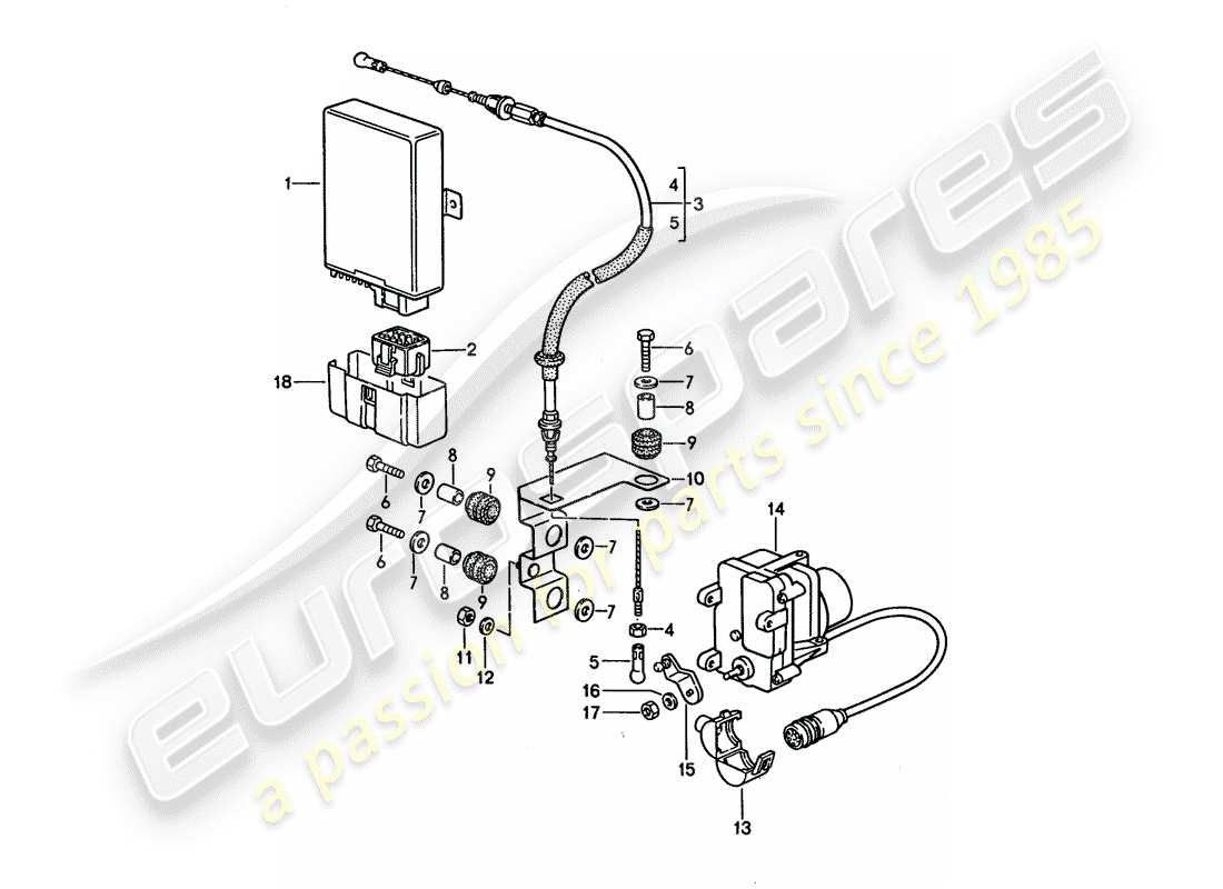 porsche 1993 (928) teilediagramm für das tempomatsystem