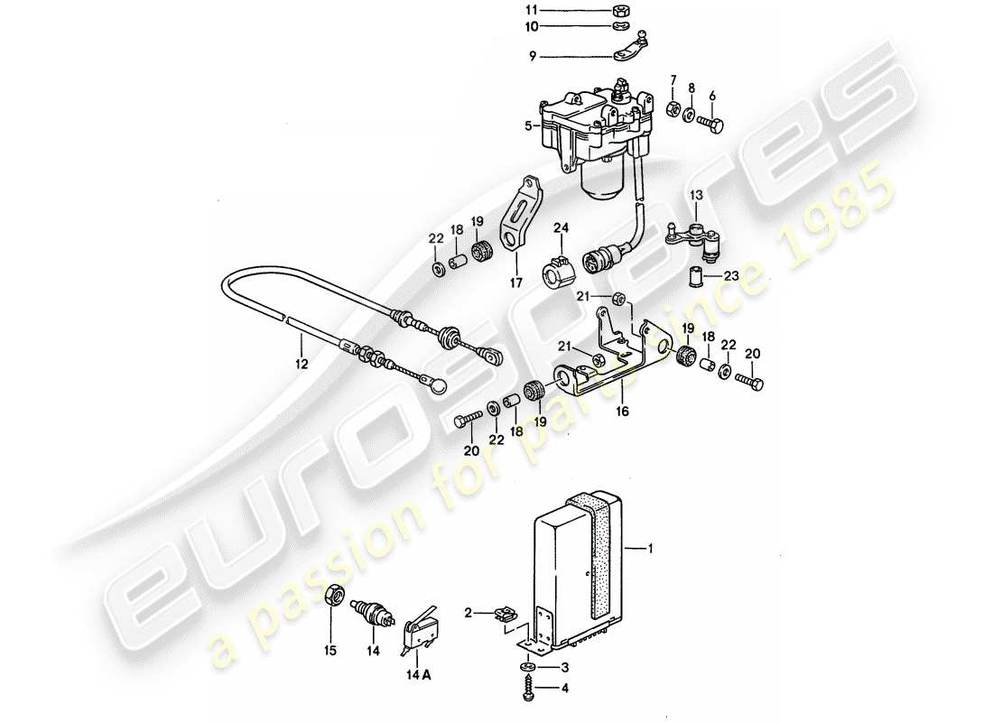 porsche 1990 (944) teilediagramm für das tempomatsystem