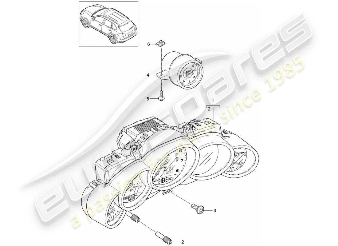 porsche 2011 (cayenne e2 92a) instrumente teilediagramm