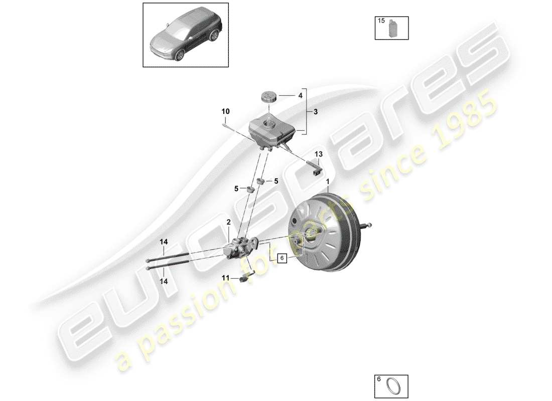 porsche 2019 (cayenne e3 9ya/9yb) bremszylinder ersatzteildiagramm