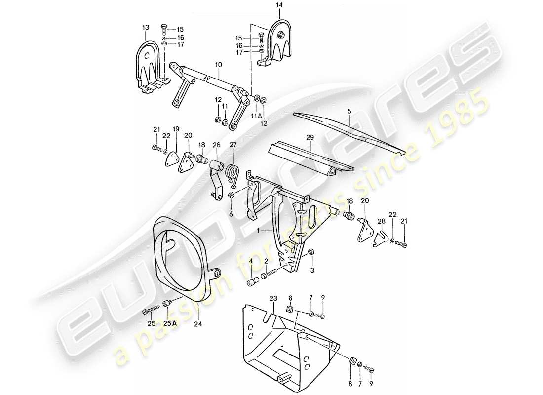 porsche 1991 (944) pop-up-scheinwerfer - ersatzteildiagramm