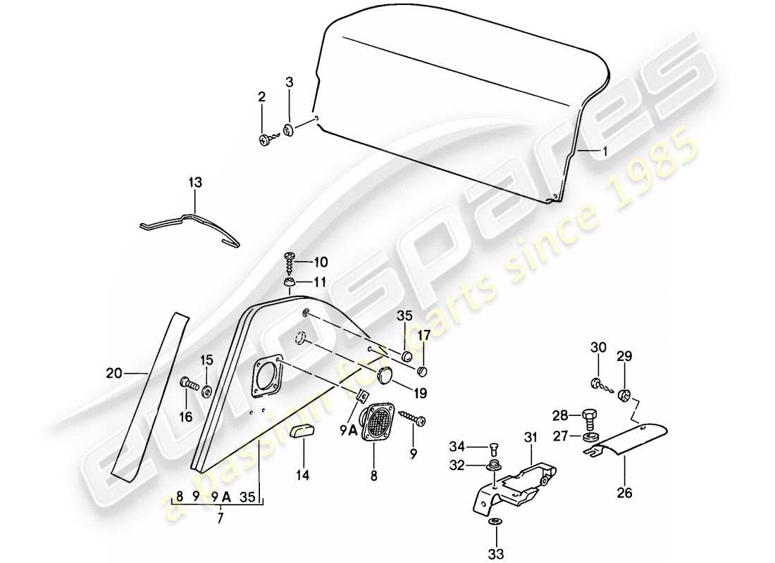 porsche 1987 (911) innenausstattung teilediagramm