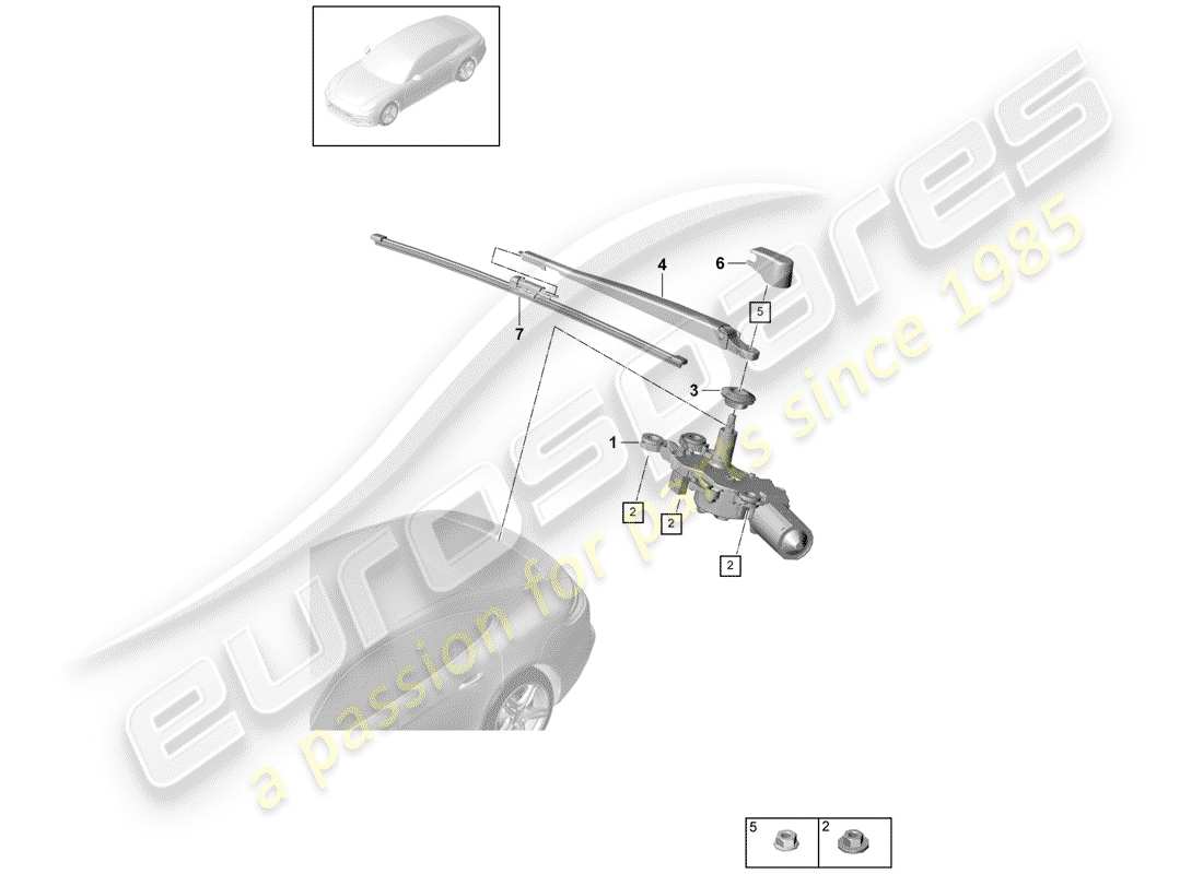 porsche 2018 (panamera 971-1) wischer- und scheibe für ersatzteildiagramm
