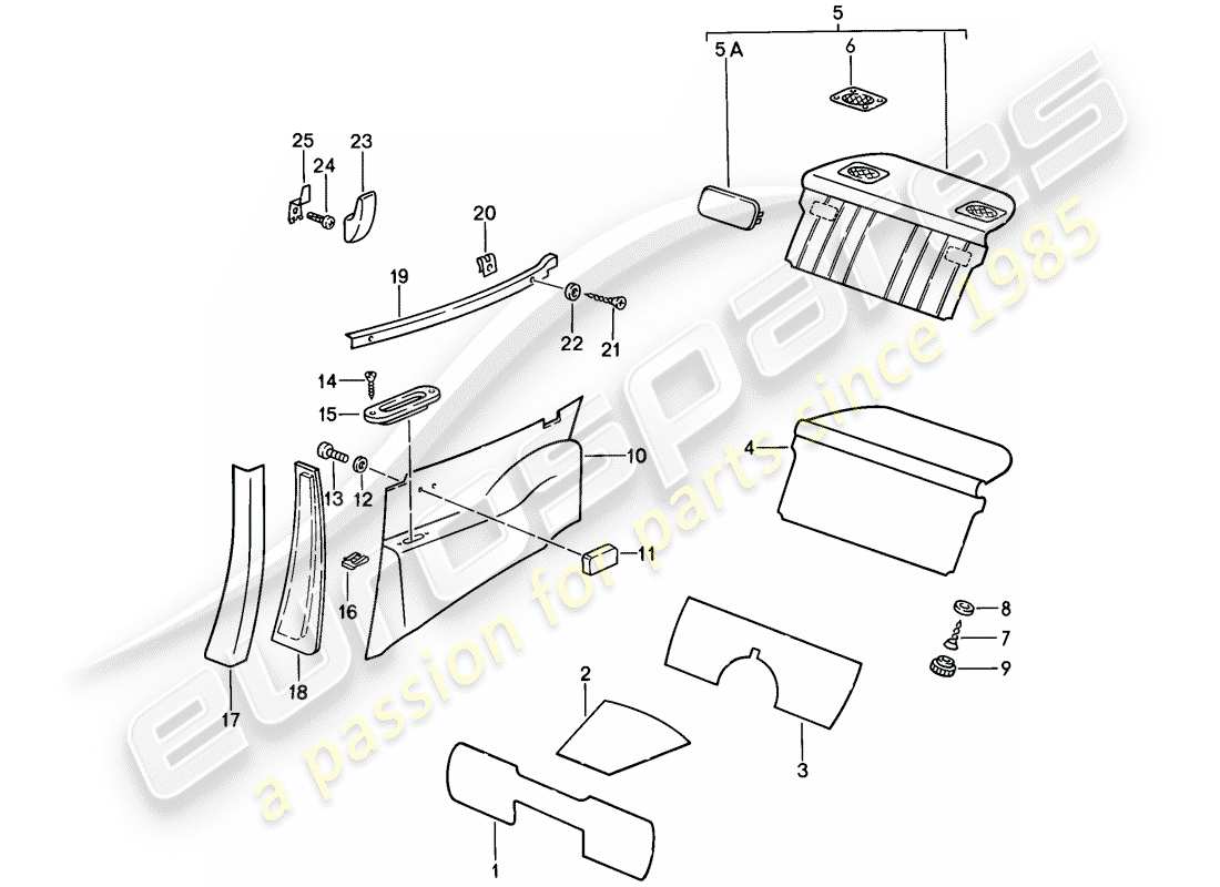 porsche 1985 (911) innenausstattung teilediagramm