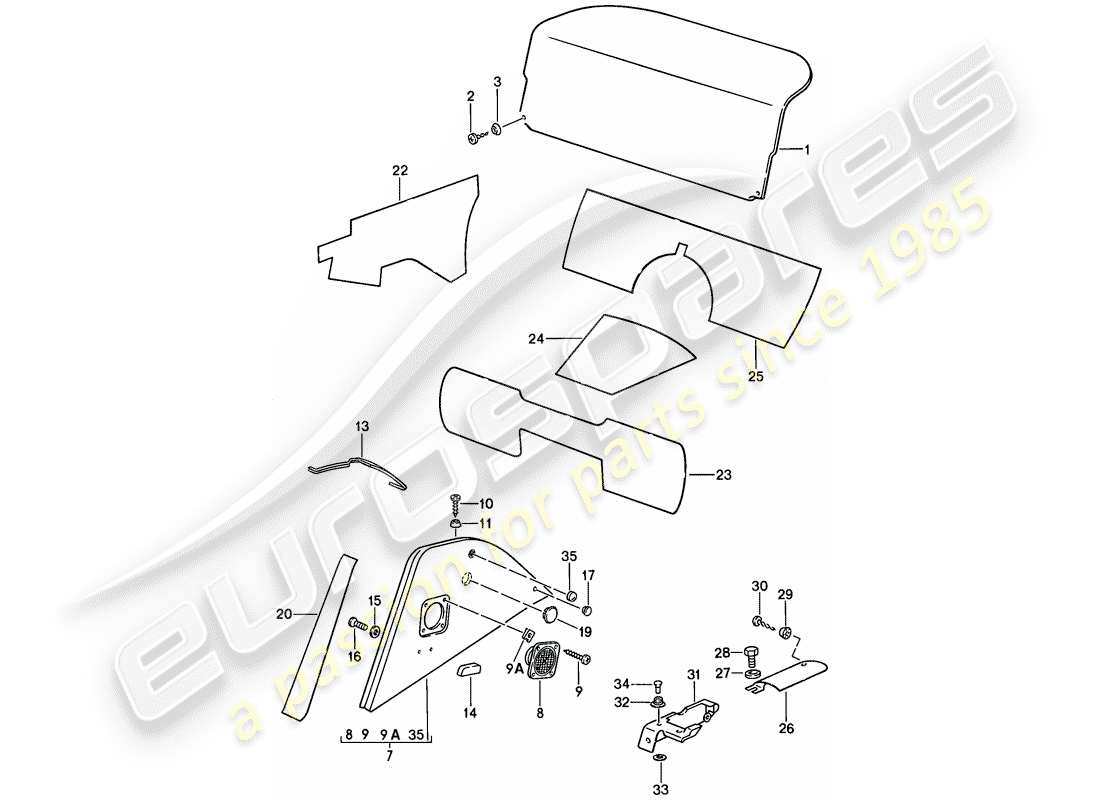 porsche 1984 (911) innenausstattung teilediagramm