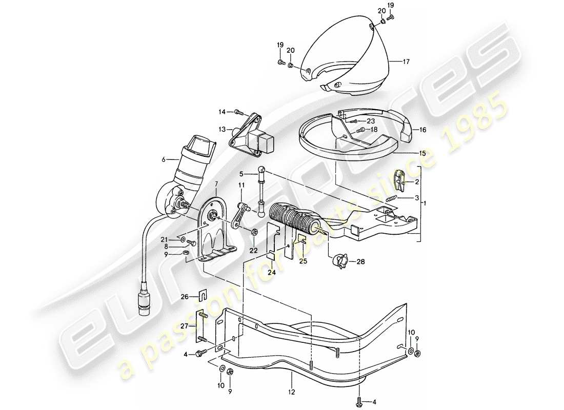 porsche 1993 (968) pop-up-scheinwerfer - ersatzteildiagramm