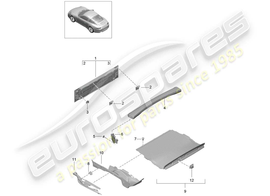 porsche 2014 (991-1) lining ersatzteildiagramm