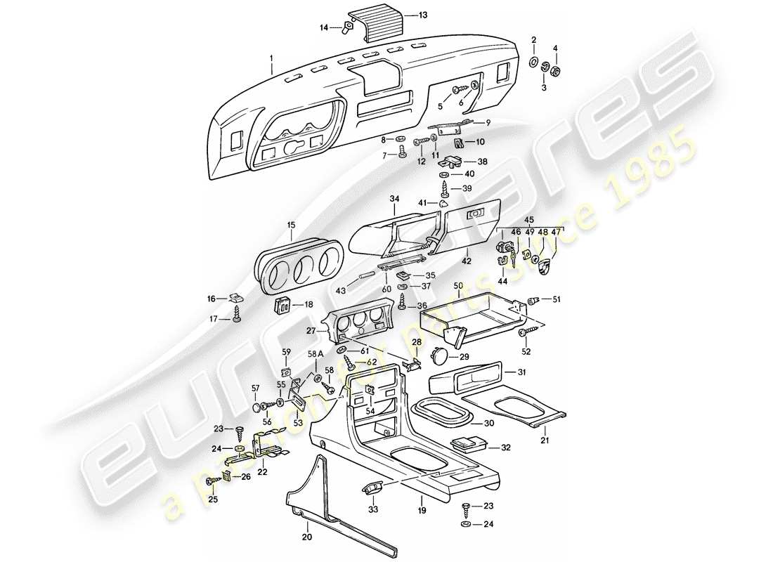 porsche 1983 (944) dashboard-ersatzteildiagramm