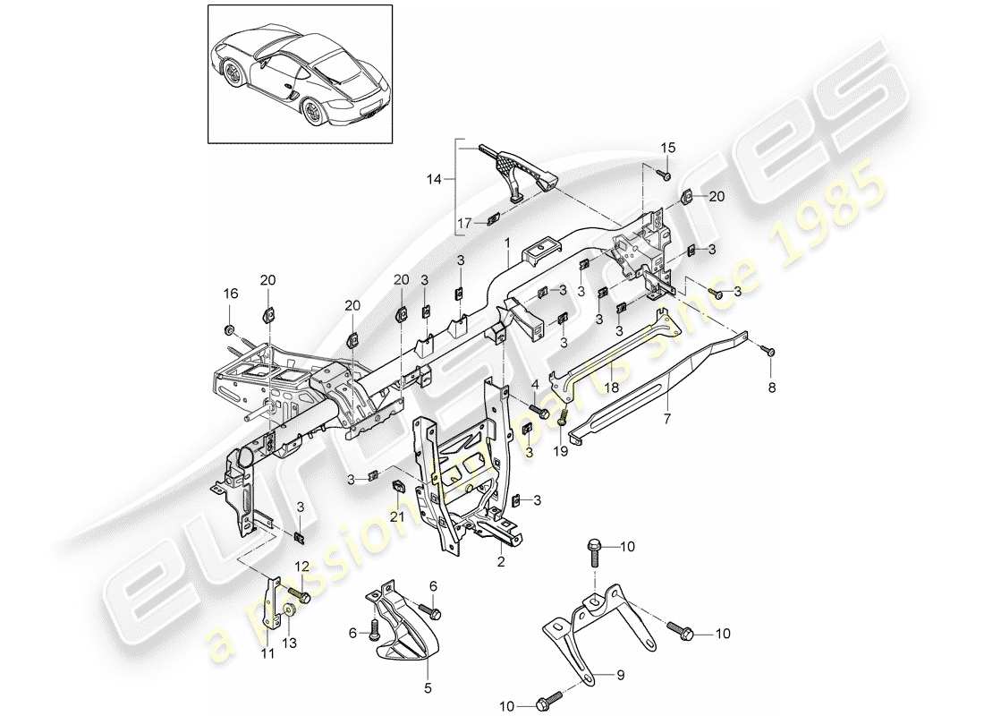 porsche 2012 (987 cayman) halterahmen ersatzteildiagramm