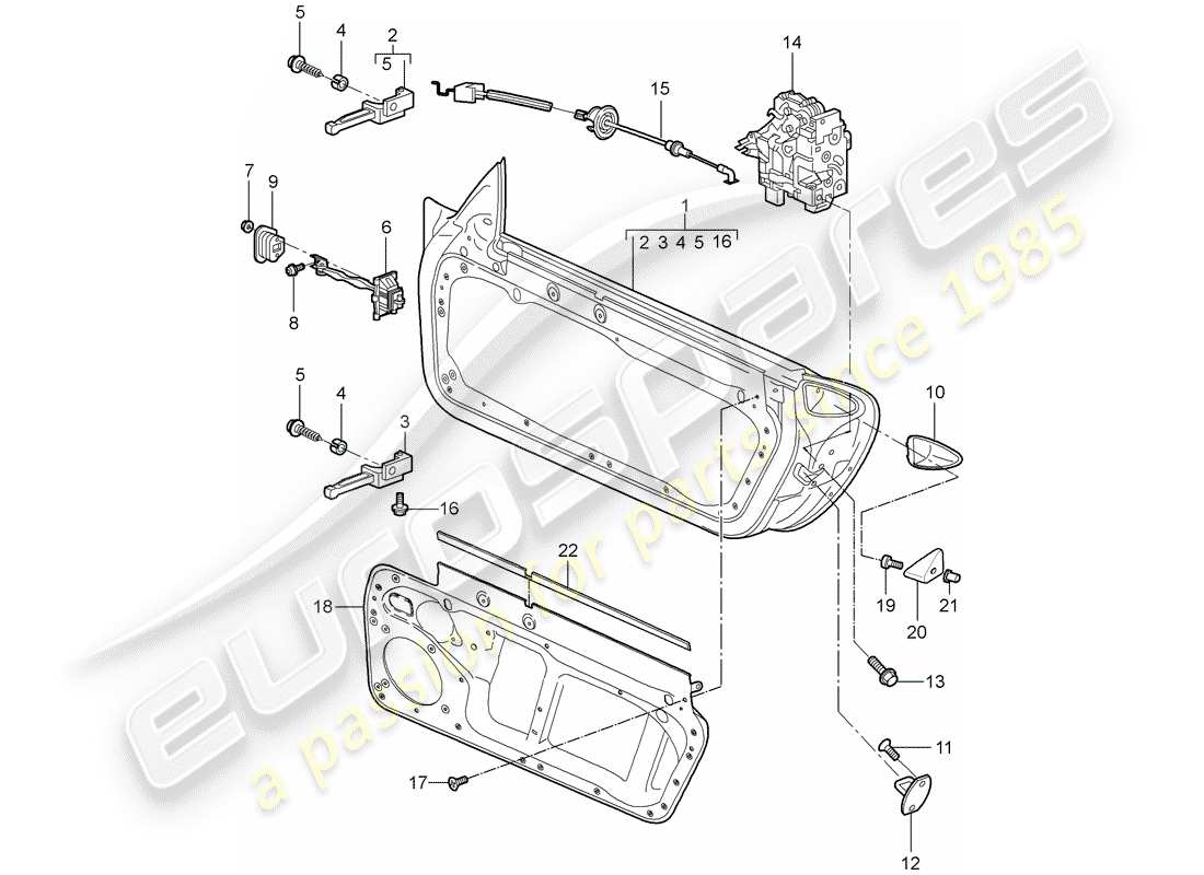 porsche 2008 (987 cayman) türschale teilediagramm