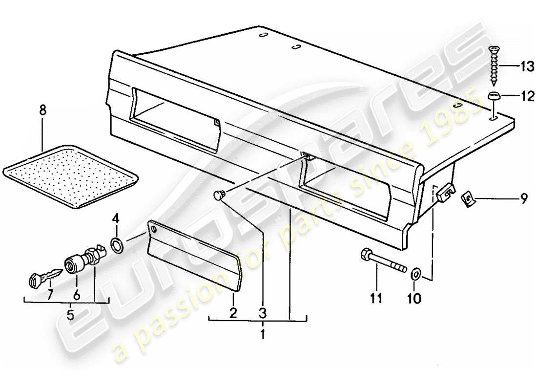 porsche 1984 (911) hintere gepäckablage ersatzteildiagramm