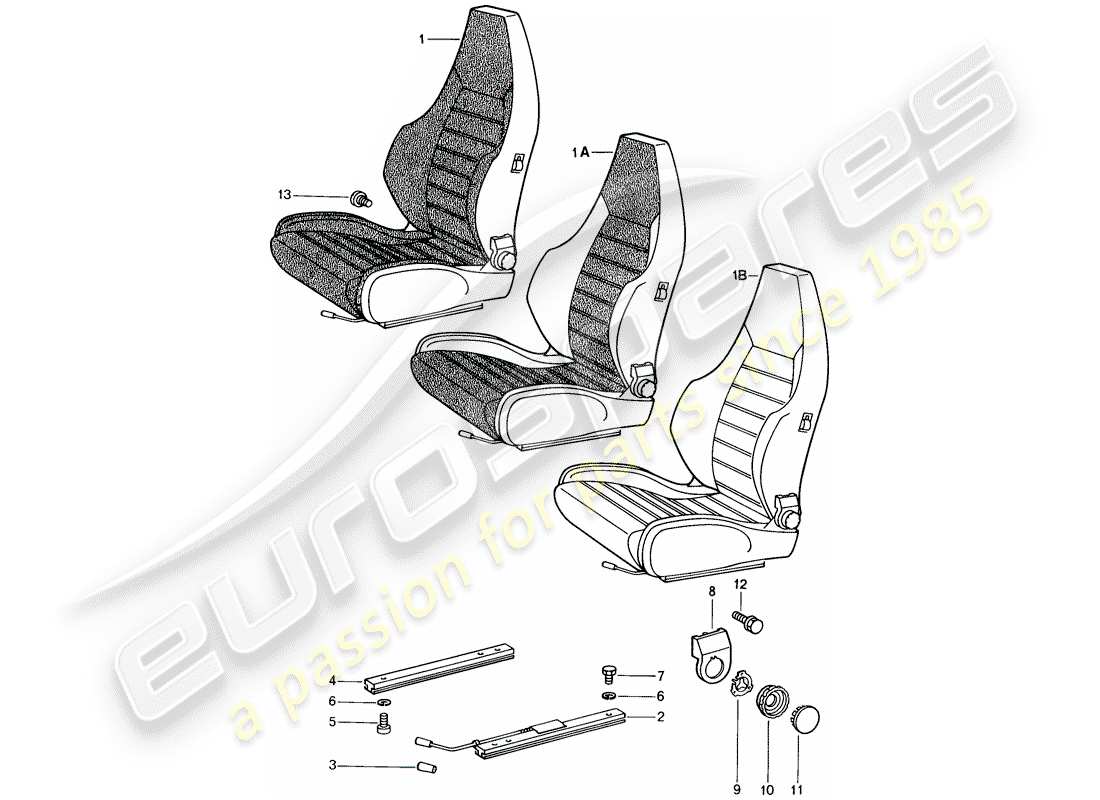 porsche 1984 (944) sportsitz - komplett ersatzteildiagramm