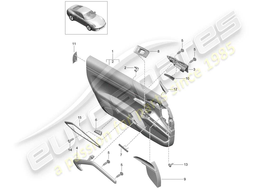 porsche 2012 (991-1) türplatte teilediagramm
