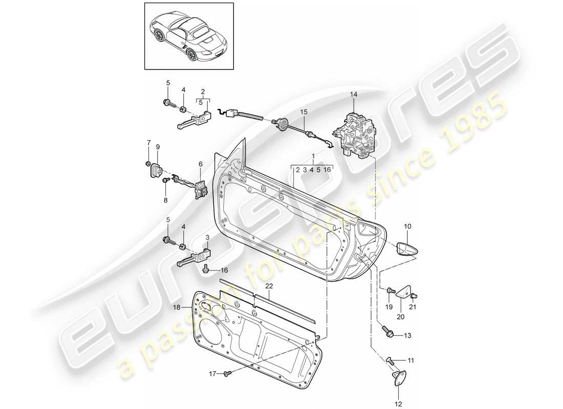 porsche 2012 (987 boxster) türschale teilediagramm