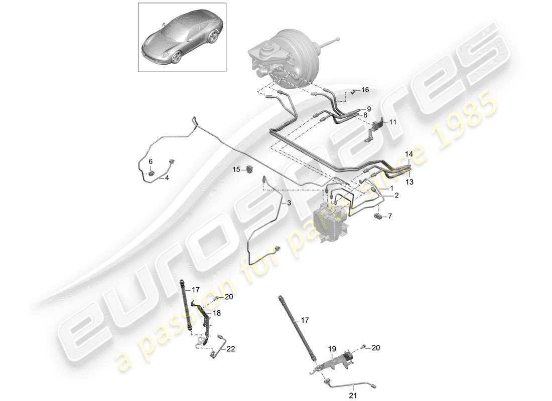 porsche 2014 (991-1) bremsleitungen ersatzteildiagramm
