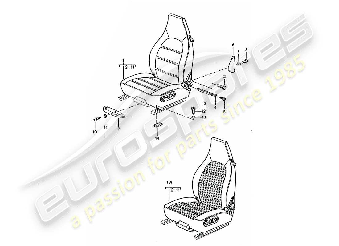 porsche 1995 (928) sitz - komplett ersatzteildiagramm
