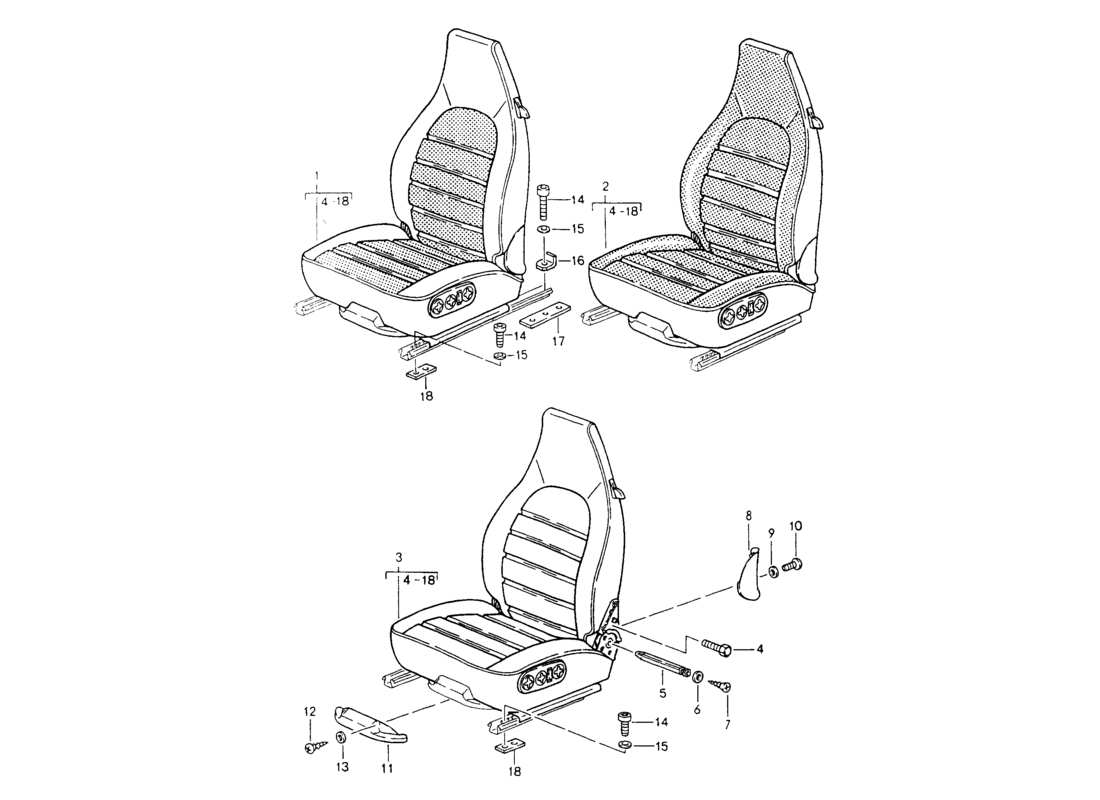 porsche 1994 (964) sitz - komplett ersatzteildiagramm