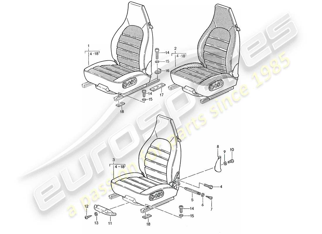 porsche 1991 (944) sitz - komplett ersatzteildiagramm