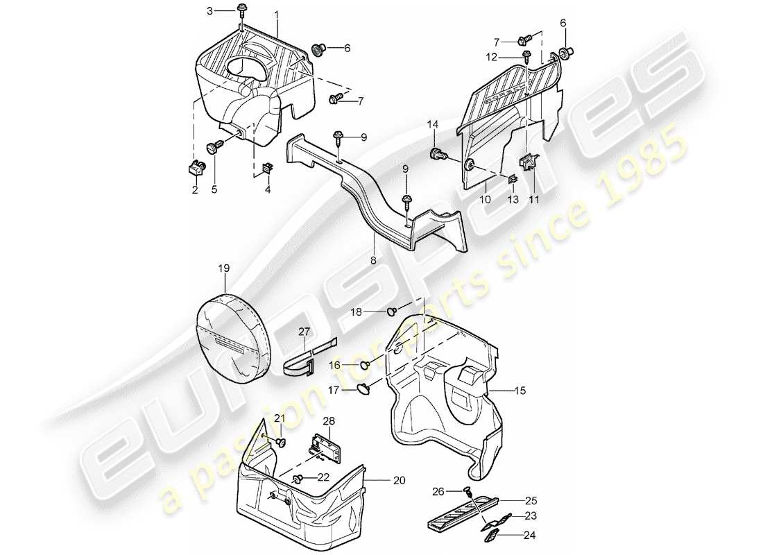 porsche 1999 (996) gepäckraum ersatzteildiagramm