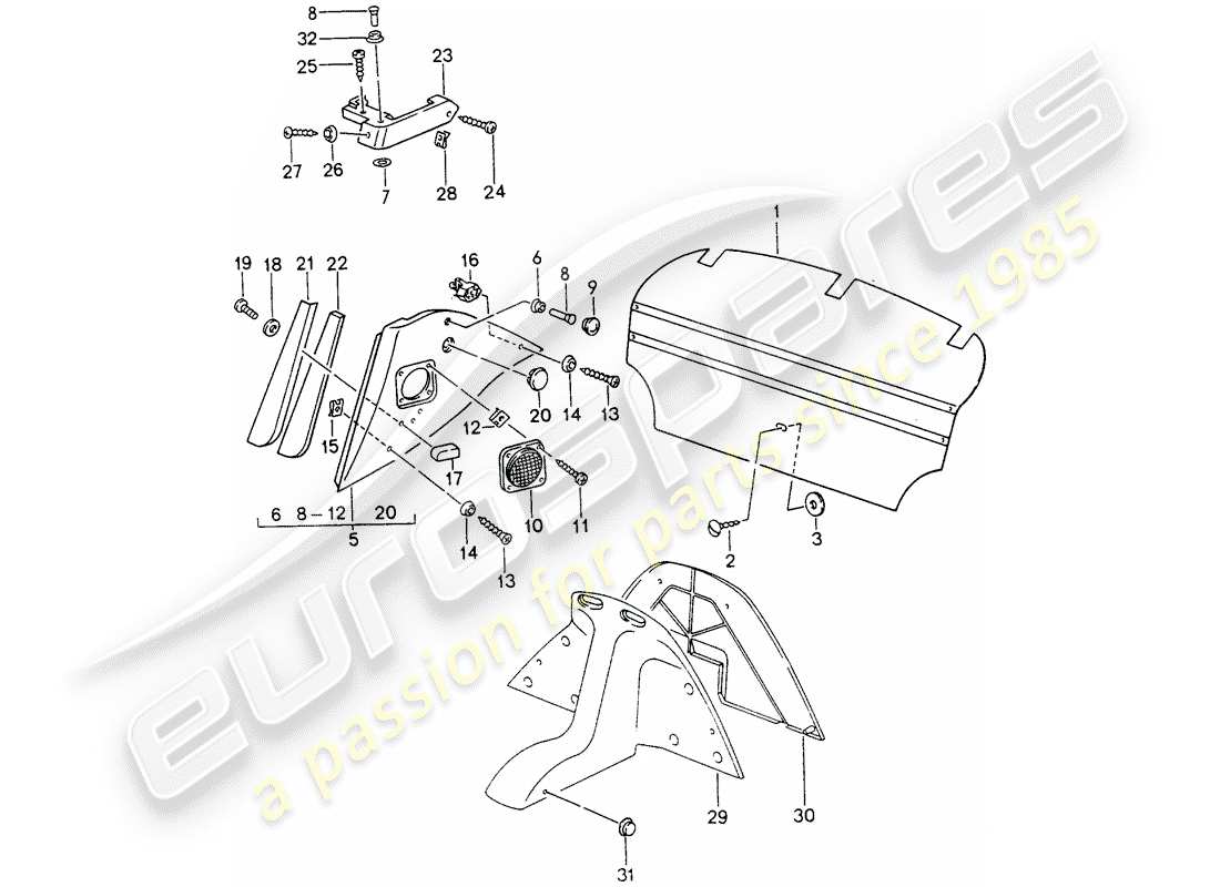 porsche 1994 (993) innenausstattung teilediagramm